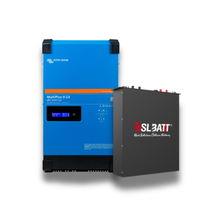 COMBO: Inversor/ Cargador MultiPlus-II GX 48V 3000VA + Batería de Litio BSLBATT 51.2V 100Ah 5.12kWh